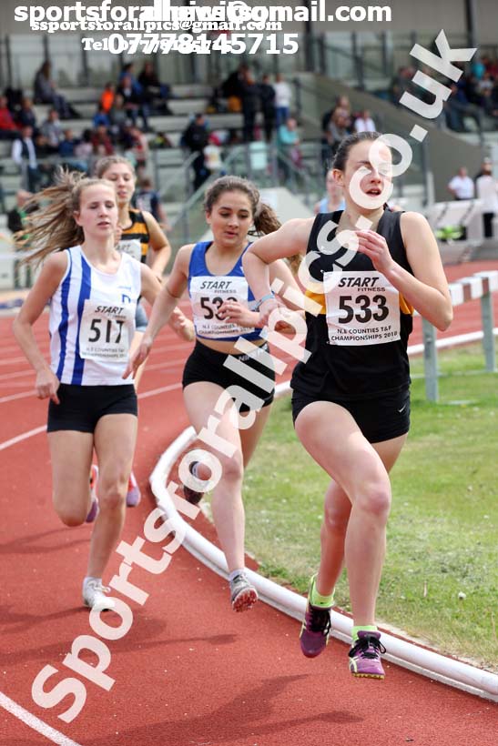 Womens under-17s 800 metres, North Eastern Track and Fields Champs., Middlesbrough. Photo: David T. Hewitson/Sports for All Pics